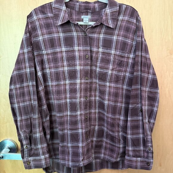 Carhartt Women’s Purple Plaid Button-Up Shirt Size M (8/10) - Picture 1 of 4